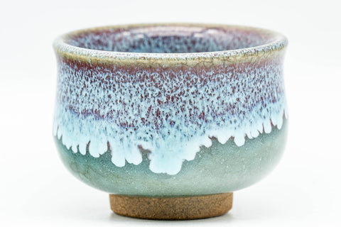 Japanese Teacups - Pair of Blue Turquoise Drip-Glazed Kanji Guinomi - 40ml