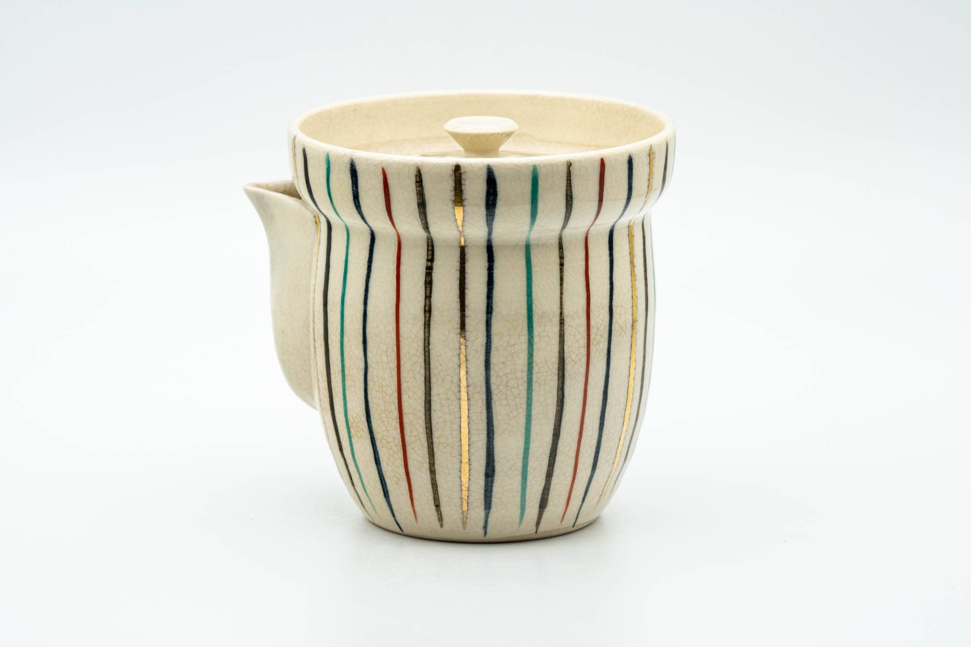 Japanese Houhin - Colorfully Striped Collared Do-ake Teapot - 250ml - Tezumi