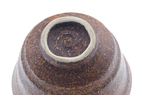 Tezumi — Japanese Teacup - Brown Earthy Textured Yunomi - 180ml — inverted showing the foot ring