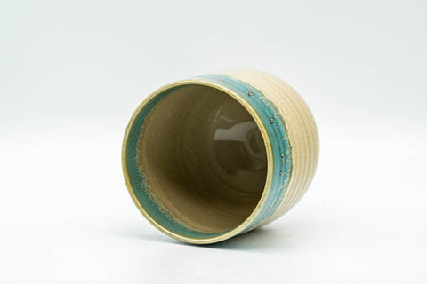 Japanese Teacup - Beige Speckled Teal Agano-yaki Yunomi - 150ml - Tezumi