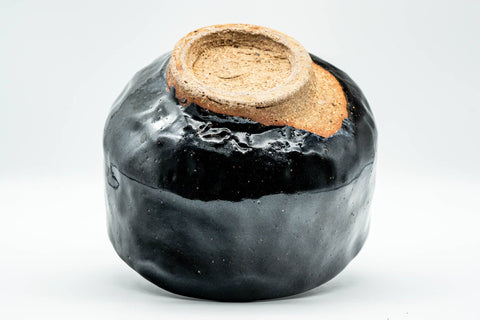 Japanese Matcha Bowl - Jet Black Glazed Wabi-Sabi Chawan - 350ml