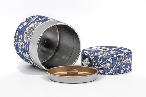 Blue White Floral Florentine Metal Tea Canister - 100g