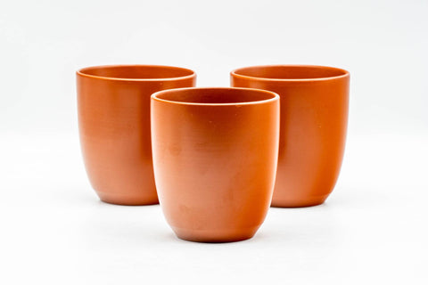 Japanese Teacups - Set of 3 Smooth Shudei Tokoname-yaki Yunomi - 125ml - the three cups grouped together