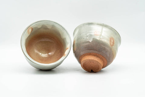 Japanese Teacups - Pair of Beige Pink Gohonte Hagi-yaki Yunomi - 170ml