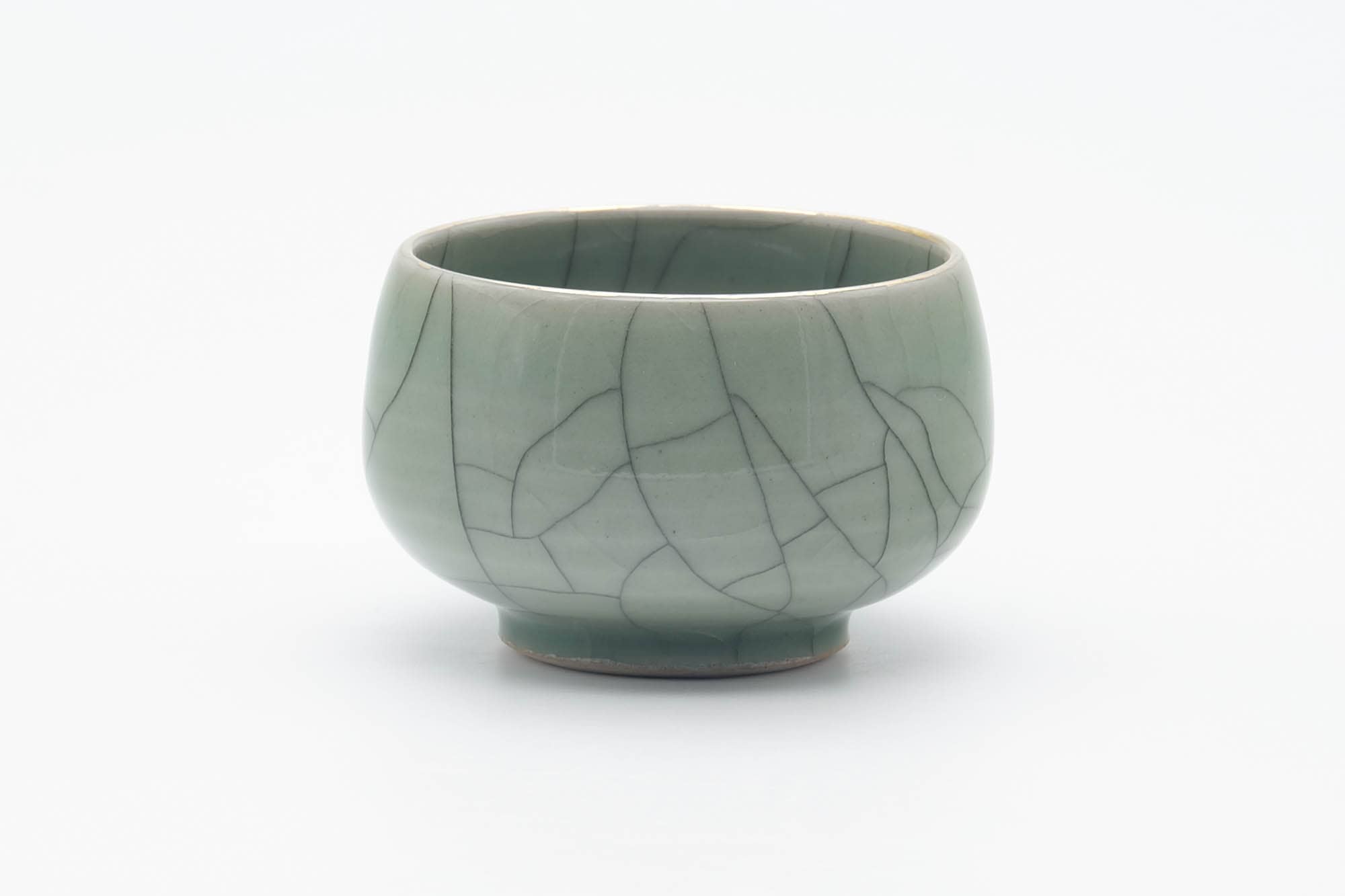Japanese Teacup - Green Celadon Glazed Golden Horse Obori Soma-yaki Yunomi - 100ml