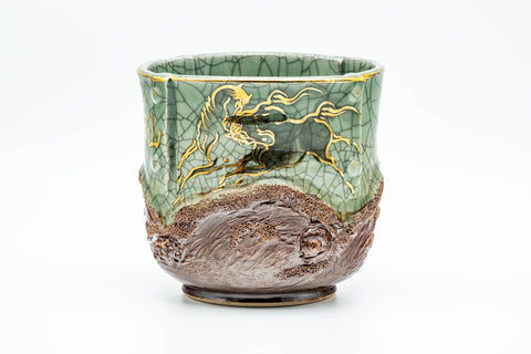 Japanese Mizusashi - Green Celadon Obori Soma-yaki Fresh Water Container - 750ml