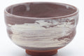 Tezumi — Japanese Matcha Bowl - Magenta Grey White Hakeme Chawan - 400ml — inverted showing the foot ring