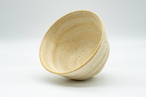 Japanese Matcha Bowl - Beige Glazed Spiraling Textured Sugi-nari Chawan  - 350ml