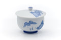 Tezumi — Japanese Teacup - Blue Mountainous Arita Lidded Yunomi - 175ml — three-quarter view