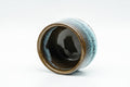 Tezumi — Japanese Teacups - Set of 4 Blue Hare's Fur Drip-Glazed Agano-yaki Guinomi - 35ml — top-down view of the interior
