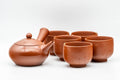 Japanese Tea Set - Glossy Tokoname-yaki Debeso Kyusu Teapot with 5 Yunomi Teacups - Tezumi