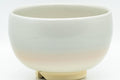 Tezumi — Japanese Matcha Bowl - Beige Peach Glazed Kyo-yaki Chawan - 400ml — inverted showing the foot ring