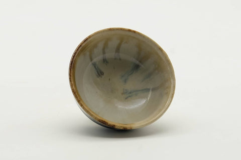 Tezumi — Japanese Teacup - Beige Brown Drip-Glazed Guinomi with Kiribako - 20ml — top-down view of the interior