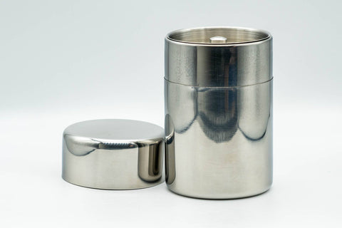 Chazutsu - Silver Stainless Steel Tea Canister - 200ml - Tezumi