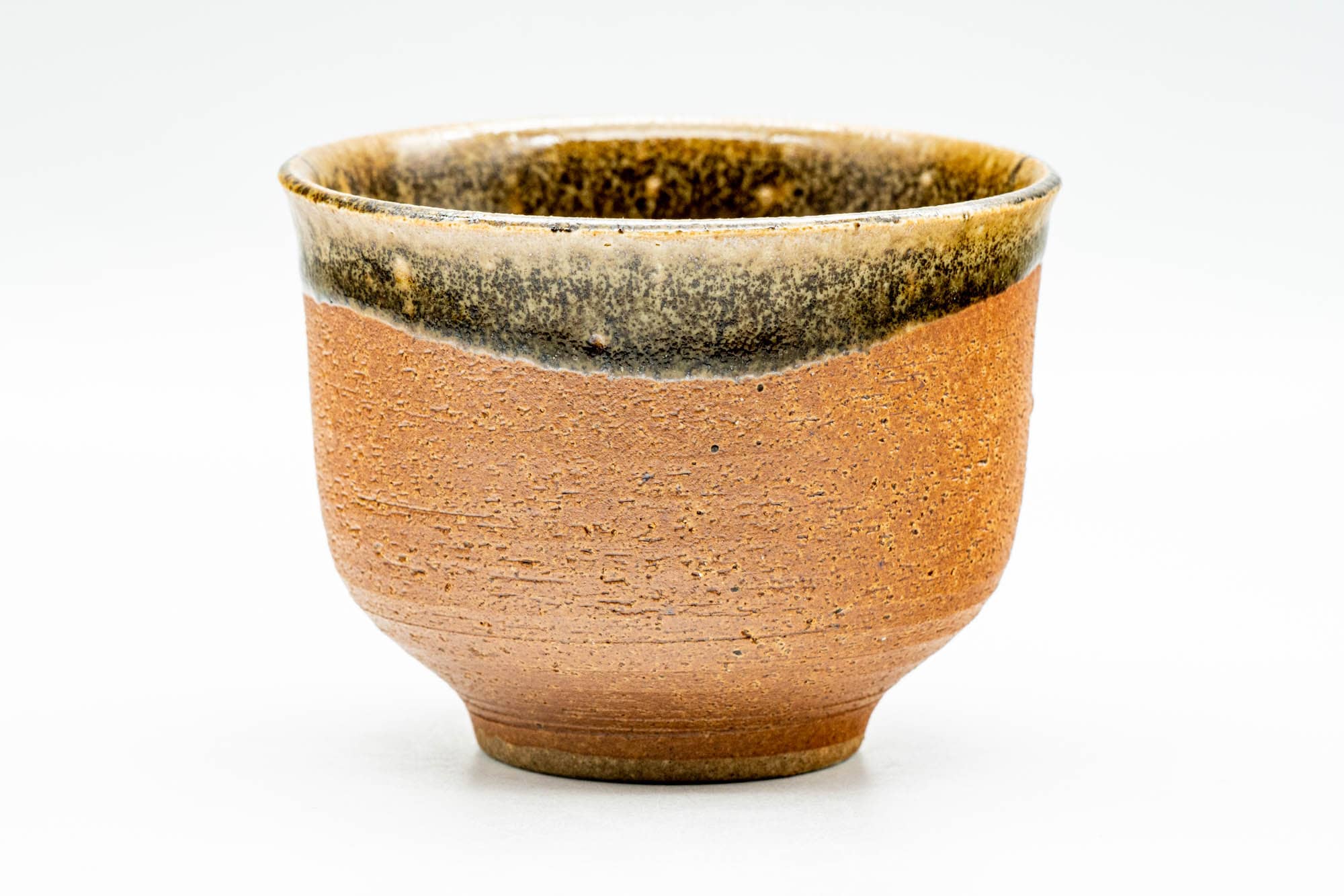Japanese Teacup - Large Orange Stoneware Brown Glazed Yunomi - 190ml