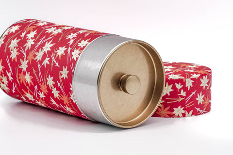 Red Momiji Washi Tea Canister - 200g