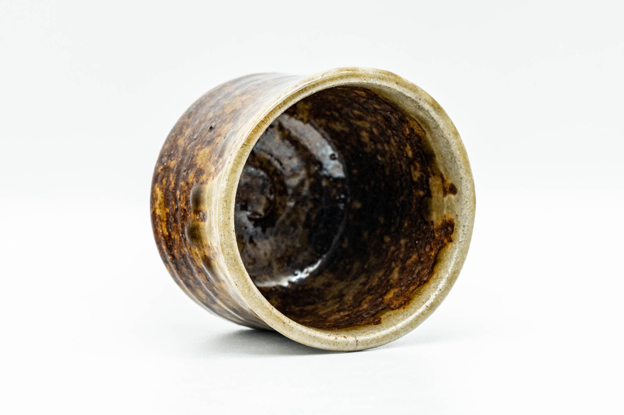 Japanese Teacup - Earthy Brown and Green Drip-Glazed Yunomi - 90ml