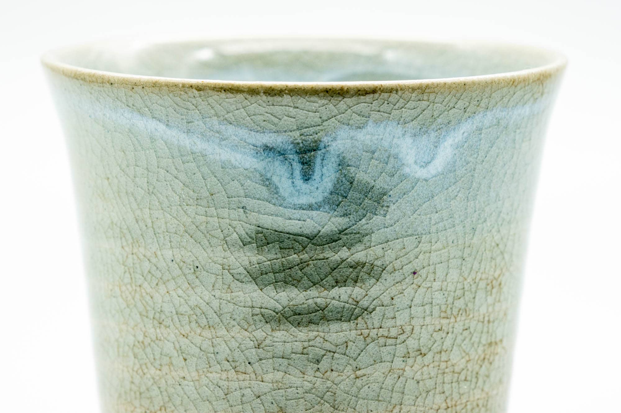 Japanese Teacup - 天鵬山 Tsubaki Kiln - Beige White Drip-Glazed Yunomi - 120ml