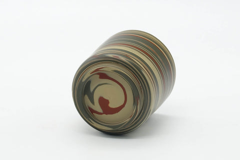 Tezumi — Japanese Teacup - Green Yellow Nerikomi Tokoname Yunomi - 135ml — top-down view of the interior