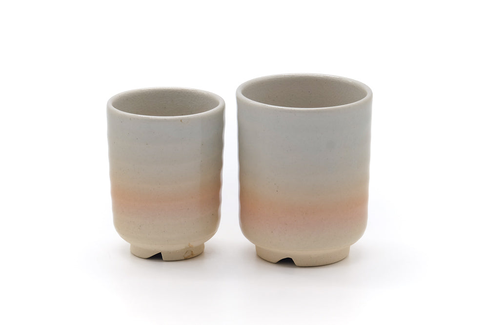 Japanese Teacups - Pair of Meoto Hagi-yaki Yunomi