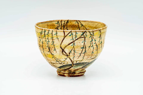 Japanese Matcha Bowl - 沖野和香 Okino Waka - Ochre Irabo-style Glazed Kyo-yaki Chawan - 300ml