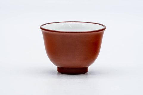 Japanese Teacup - 高資窯 Takasuke Kiln - Red Shudei White Inner-Glazed Tokoname-yaki Guinomi - 50ml