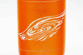 Close-up of a single cup detailing the swirling design on the red clay.