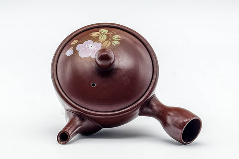 Japanese Kyusu - Purple Floral Banko-yaki Nozomi Mesh Teapot - 220ml