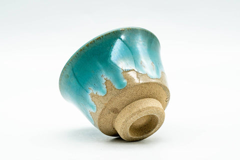 Japanese Teacup - Turquoise Drip-Glazed Agano-yaki Yunomi - 70ml