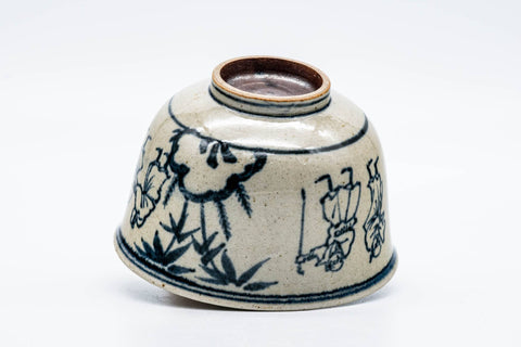 Tezumi — Japanese Matcha Bowl - 岩崎新定 Shinsada Iwasaki - Annan Zeze-yaki Chawan - 250ml — tipped to show the interior