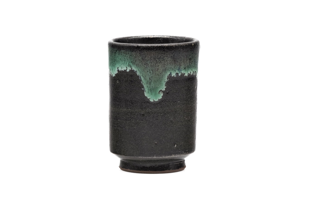 Japanese Teacup - Black Turquoise Glazed Agano-yaki Yunomi - 80ml