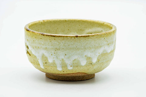 Japanese Matcha Bowl - Beige White Drip-Glazed Hantsutsu-gata Chawan - 300ml