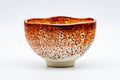 Tezumi — Japanese Matcha Bowl - 加富山窯 Toyama Kiln - Orange Shino Glazed Mino-yaki Chawan - 250ml — three-quarter view
