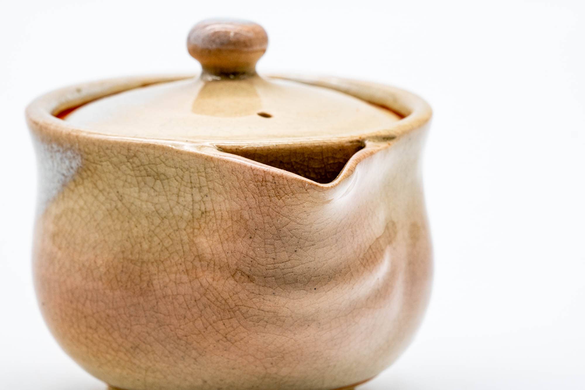 Japanese Houhin - 天鵬山 Tsubaki Kiln - Beige White Glazed Hagi-yaki Ceramic Teapot - 130ml
