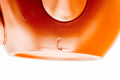 Japanese Kyusu - Calligraphy Engraved Tokoname-yaki Mesh Teapot - 275ml - closeup of the unglazed red clay surface