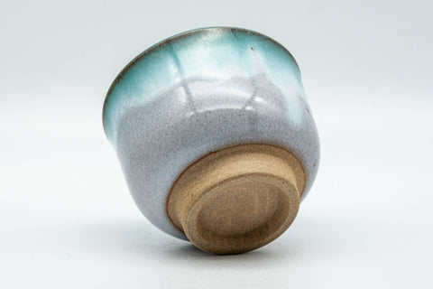 Tezumi — Japanese Teacup - Turquoise Drip-Glazed Agano-yaki Yunomi - 100ml — top-down view of the interior