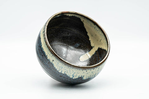 Japanese Matcha Bowl - Black Beige Drip-Glazed Wabi-Sabi Chawan - 300ml - Tezumi