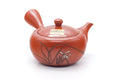 Tezumi — Japanese Kyusu - Long Grass Engraved Tokoname Mesh Teapot - 310ml — three-quarter view