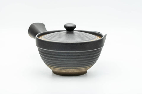 Japanese Kyusu - Black Matte Glazed Sasame Ceramic Filter Teapot - 400ml - Tezumi