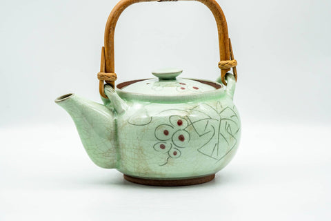 Japanese Dobin - Grapevine Green Celadon Glazed Debeso Teapot - 450ml