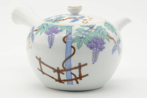 Japanese Kyusu - Floral White Porcelain Arita-yaki Teapot - 250ml