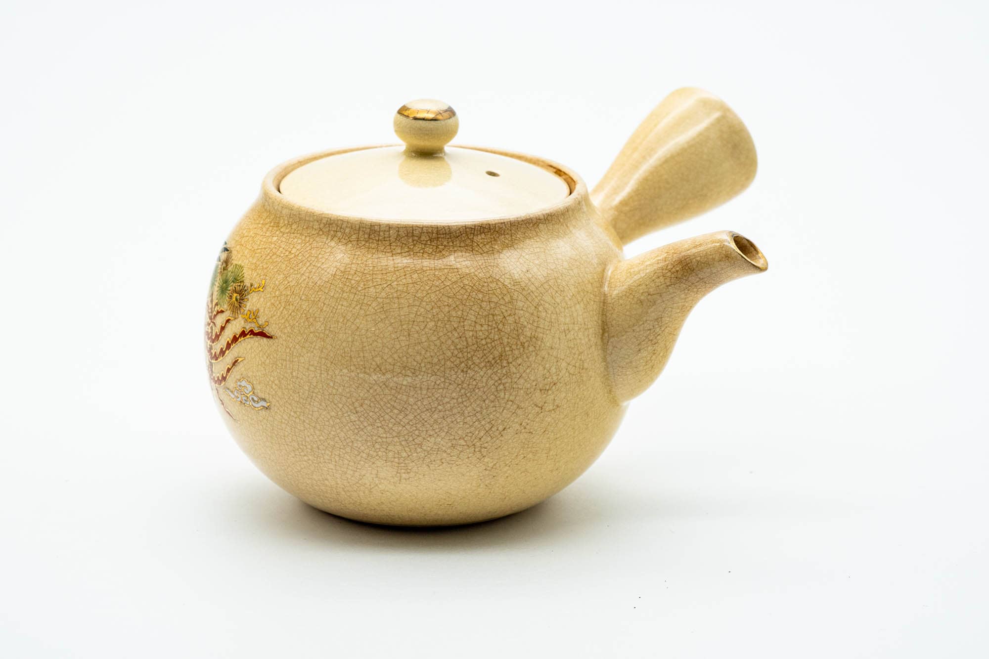 Japanese Kyusu - Beige Weathered Kutani-yaki Ceramic Teapot - 300ml