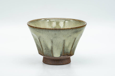 Tezumi — Japanese Teacup - Milky Sage Drip-Glazed Yunomi - 110ml — front view