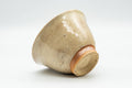 Japanese Teacup - Beige Caramel Hagi-yaki Yunomi - 120ml - tilted view showing the base