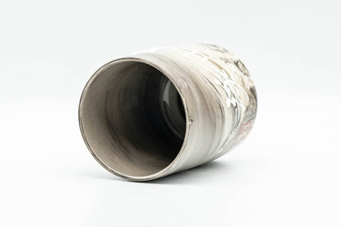 Japanese Teacup - Grey Marbled Kanji Tsutsu-gata Yunomi - 150ml