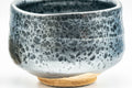 Japanese Matcha Bowl - Tenmoku Yuteki Glazed Chawan - 500ml - front view showing the rim and exposed clay foot