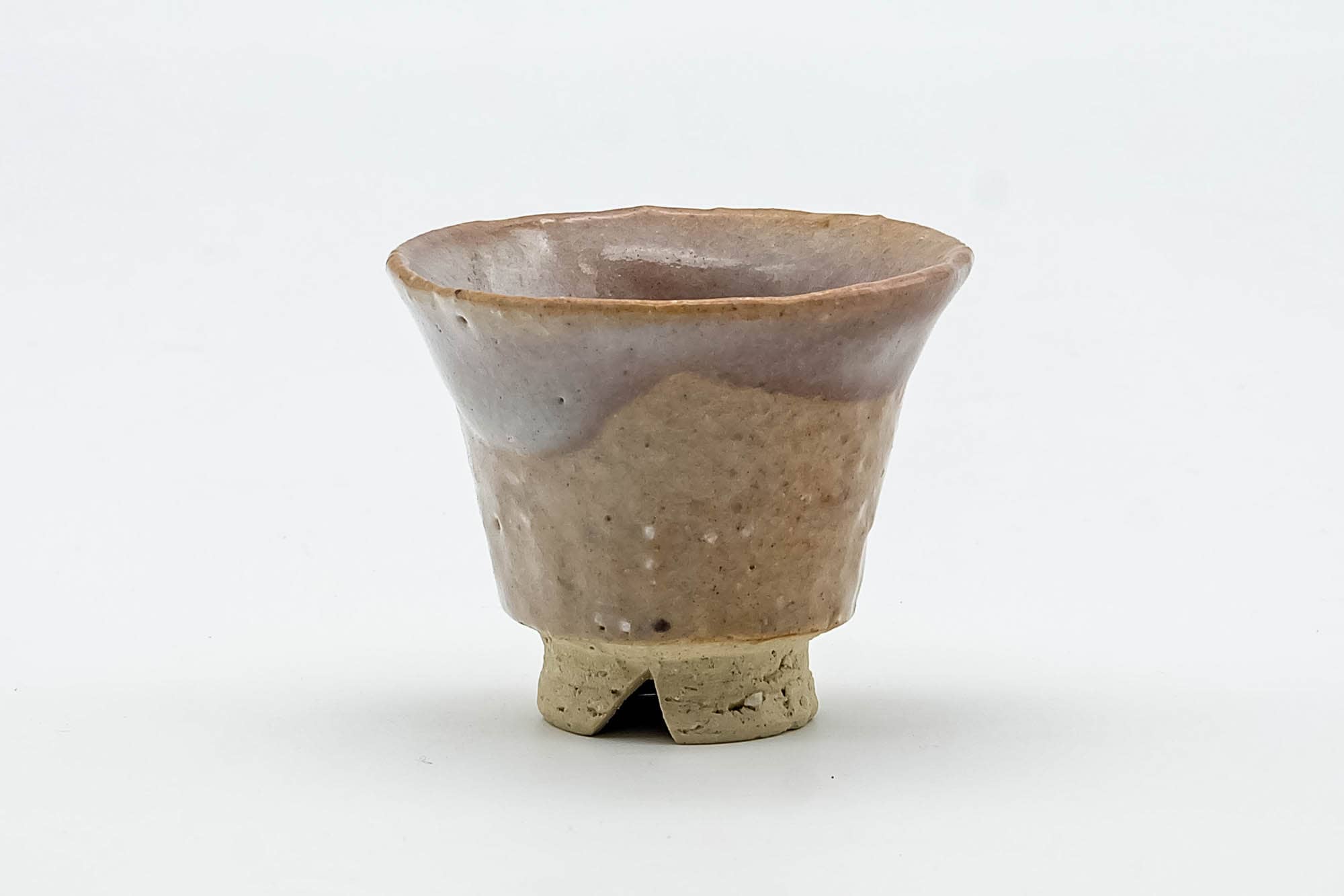 Japanese Teacup - Small Beige Glazed Hagi-yaki Guinomi - 35ml