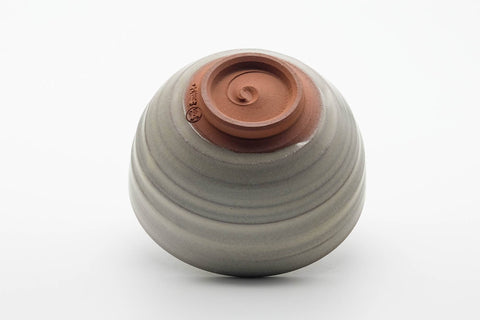 Tezumi — Japanese Matcha Bowl - Milky Grey White Glazed Spiraling Kiyomizu-yaki Chawan - 400ml — top-down view of the interior
