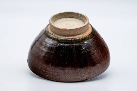 Tezumi — Japanese Matcha Bowl - Dark Red Oil Spot Glazed Chawan - 250ml — top-down view of the interior