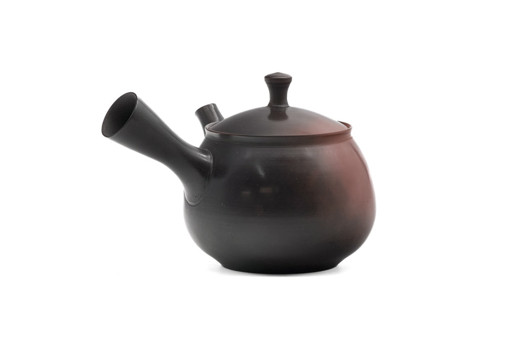 Japanese Kyusu - 岩瀬弘二 Iwase Kōji - Polished Black Red Yōhen Tokoname Teapot - 180ml